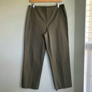 LINDA‎ ALLARD ELLEN TRACY Cropped Cotton Pant | Olive | Size 12 Petite